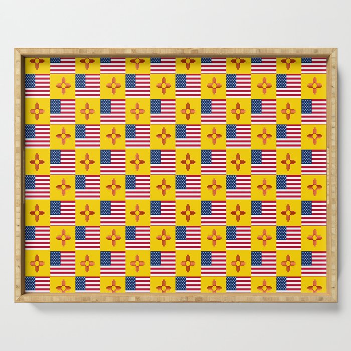 Mix of flag : USA and new mexico Serving Tray