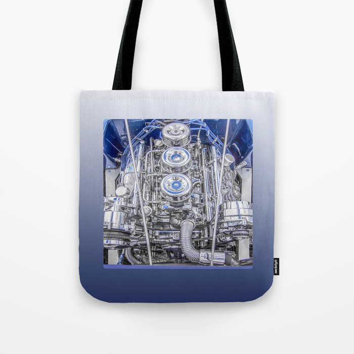 Automotive Art with Lots of Chrome! "Hot Rod Blue" Tote Bag