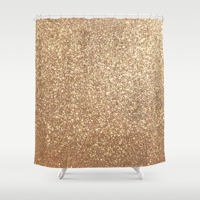 Copper Rose Gold Metallic Glitter Shower Curtain By