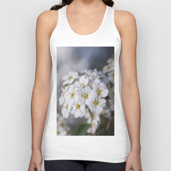 Bridal Wreath macro Unisex Tank Top