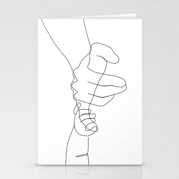 Father and Baby Pinky Swear / hand line drawing  Stationery Cards