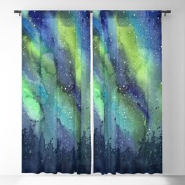 Galaxy Aurora Northern Lights Nebula Space Watercolor Blackout Curtain