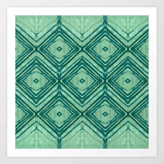 watercolor diamond seafoam green Art Print