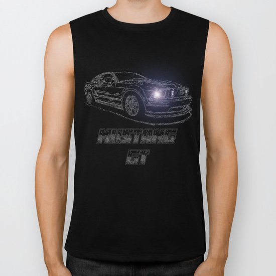 Mustang GT line drawing Biker Tank