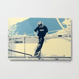 On the Rim - Scooter Boy Metal Print | Yellow, Stuntscooter, Sports, Kickscooter, Blue, Scooterstunts, Extremesports, Pushscooter, Summersports, Backtoschool 