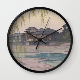 Hiroshi Yoshida, Kamogawa River, Kyoto - Vintage Japanese Woodblock Print Art Wall Clock