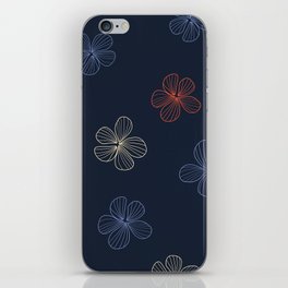 Blue striped batik flower pattern iPhone Skin