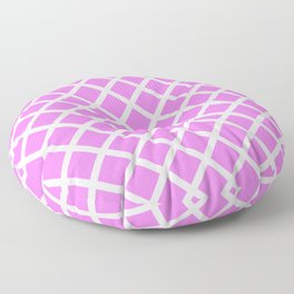 Lattice Trellis Diamond Geometric Pattern Rose Pink and White Floor Pillow
