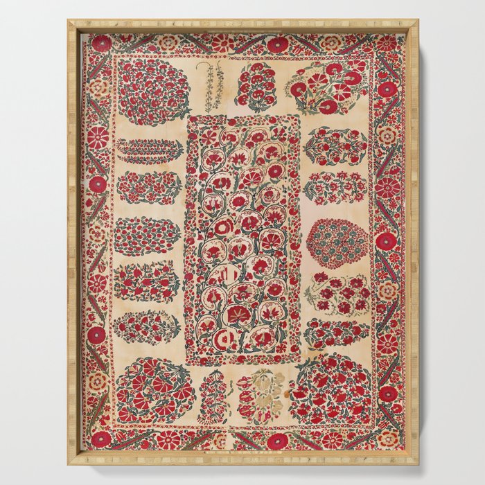 Nurata Suzani Bokhara Uzbekistan Embroidery Print Serving Tray