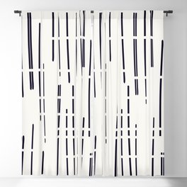 Abstract broken lines - black on off white Blackout Curtain