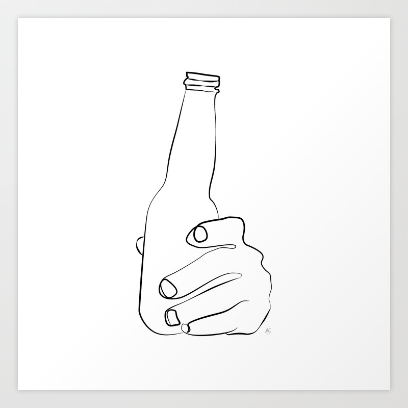 Kitchen Collection Hand Holding Beer Bottle Art Print By Aelissedesign Society6