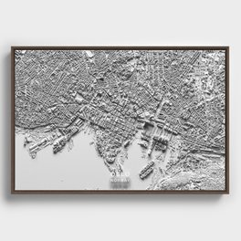 Oslo 3D Map Framed Canvas