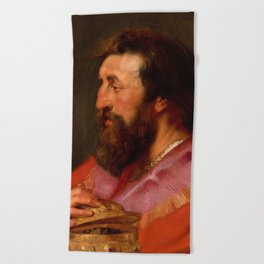 Head of One of the Three Kings, Melchior, The Assyrian King by Peter Paul Rubens Beach Towel