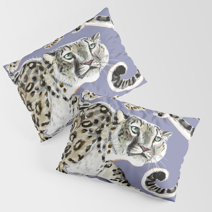 Snow leopard in purple Pillow Sham