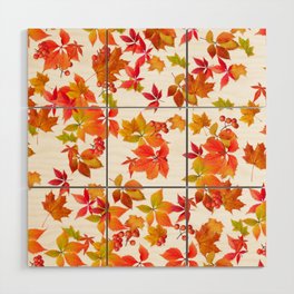 multicolored Autumn Leaves Falling  Wood Wall Art