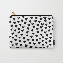 Black Heart Carry-All Pouch | Heart, Black, Painted, Black And White, Illustration, Black and White, Minimal, Love, Pattern, Simple 
