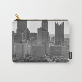 Pittsburgh City Skyline Point State Park Fountain Black White Photography Panoramic Print Carry-All Pouch