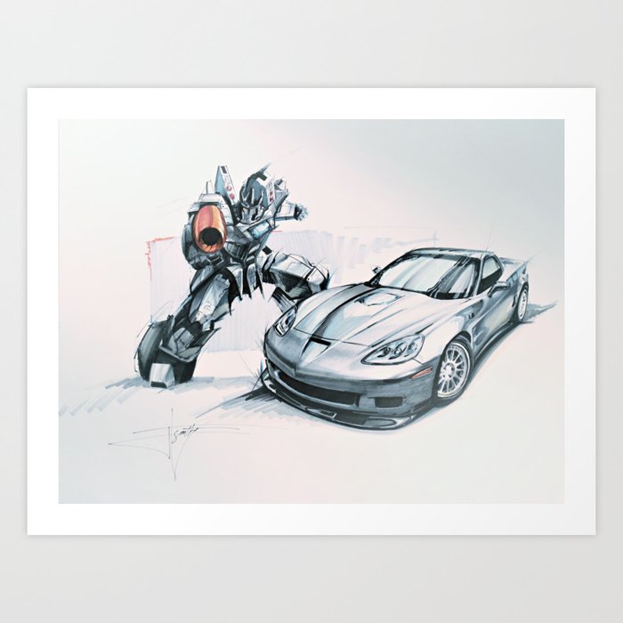 Galvatron Transformer, C6 ZR1, Fast Cars, Sports Cars Art Print
