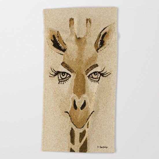 Funny Giraffe Beach Towel
