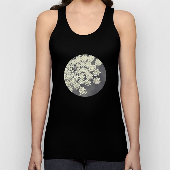 Black and White Queen Annes Lace Unisex Tank Top
