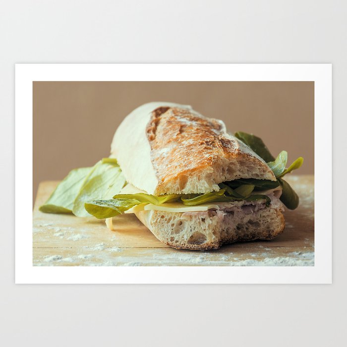 Baguette Stuffed With Cheese Salad Baked Ham Art Print By Sergiopazzano Society6
