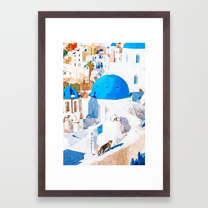 Greek Goddess Painting Illustration Cats Framed Art Print By