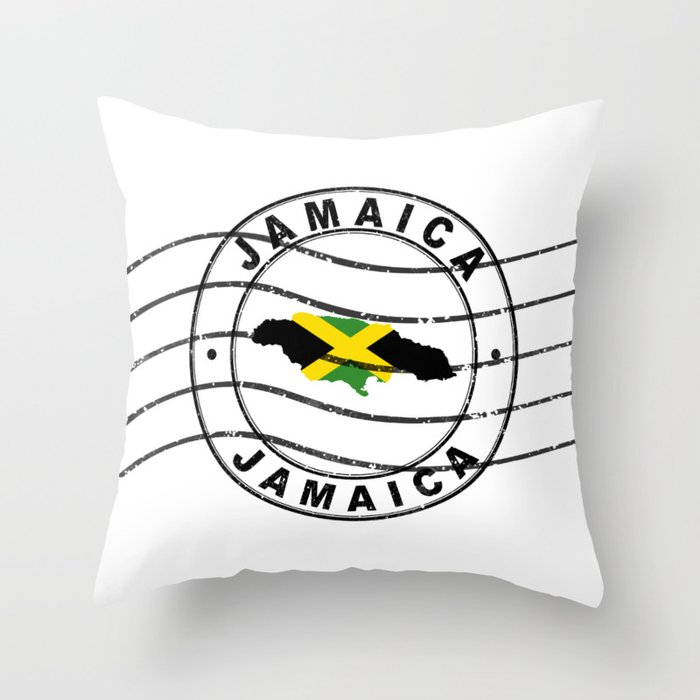 Map of Jamaica, Postal Passport Stamp, Travel Stamp Throw Pillow