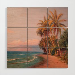 Lahaina Beach, West Maui Tropical Hawaiian Islands landscape painting by D. Howard Hitchcock Wood Wall Art