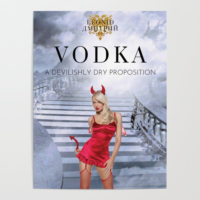 Vodka Martini, A devilishly dry proposition Vintage Pitchfork - Female Devil Advertisement Poster Poster