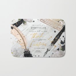 Storyteller Bath Mat | Typography, Author, Literary, Graphicdesign, Marble, Gold, Brandonsanderson, Fountainpen, Writing, Curated 
