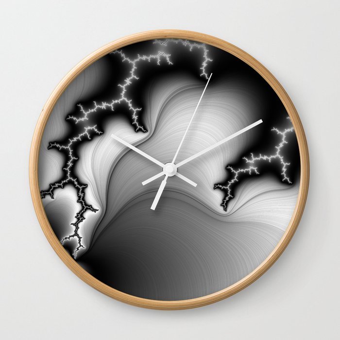 Black and White Fractal 3 Wall Clock