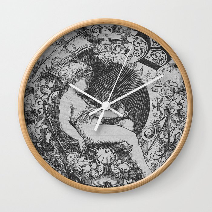 Cherub Angels Vintage Victorian Sketch Letter B Wall Clock