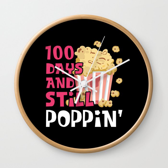 Days Of School 100th Day 100 Popcorn Popping Wall Clock