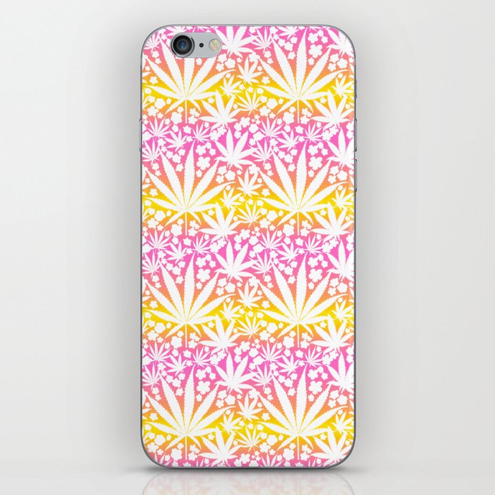 70’s Cannabis And Spring Flowers Sunset Beach iPhone Skin