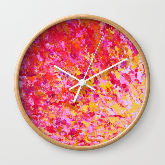 ROMANTIC DAYS - Lovely Sweet Romance, Valentine's Day Sweetheart Pink Red Abstract Acrylic Painting Wall Clock