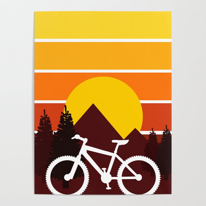 sun mountain riding bike Poster