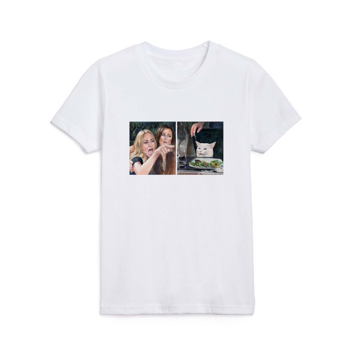Woman Yelling at Cat Meme 3 Kids T Shirt by fablica Society6