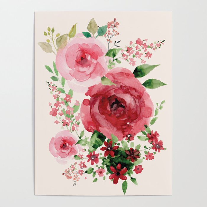 Watercolor Flowers Poster by Nadja | Society6