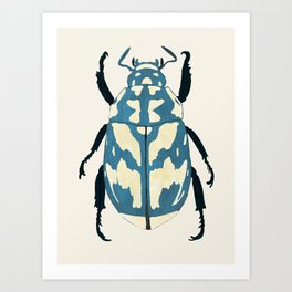 Blue beetle insect Art Print