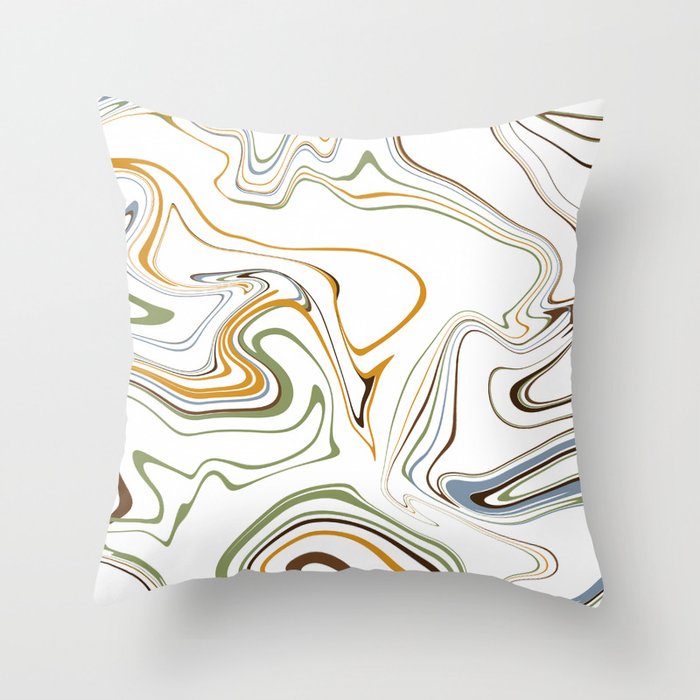 Natural colors liquid marble design Throw Pillow