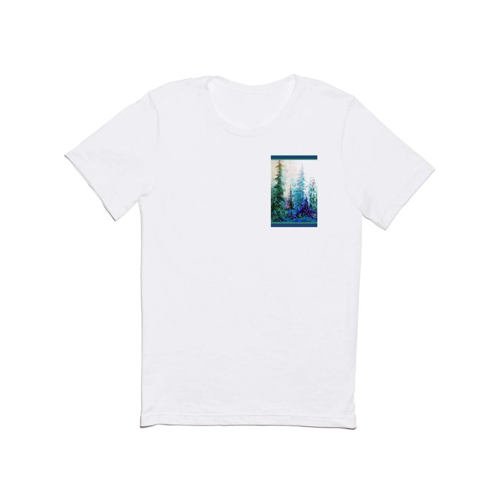 Blue Mountain Landscape Pines In Blue-Greens T Shirt