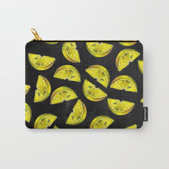 Lemon Slices Pattern Chalkboard Carry-All Pouch