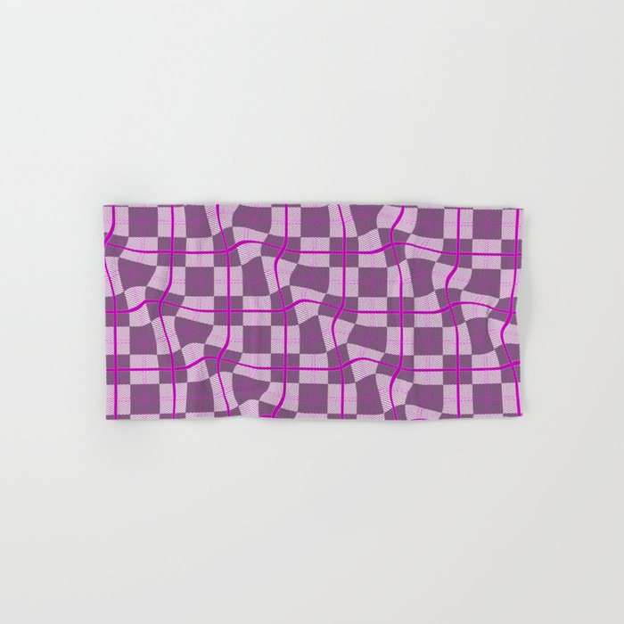Pink Warped Checkerboard Grid Illustration Hand & Bath Towel