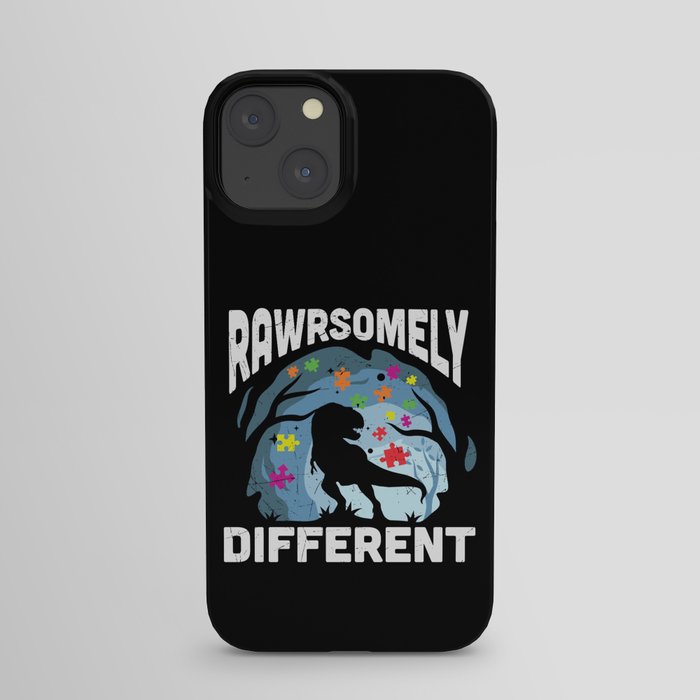 Rawrsomely Different Autism Awareness Dinosaur iPhone Case