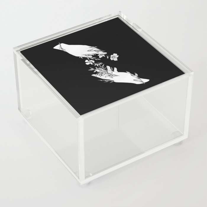 Hands Bloom Flowers Acrylic Box