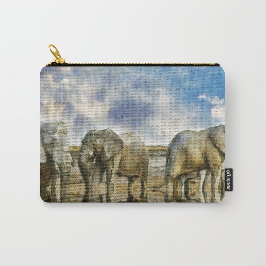 Elephants Drinking Carry-All Pouch