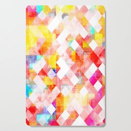 geometric pixel square pattern abstract background in red pink yellow blue Cutting Board