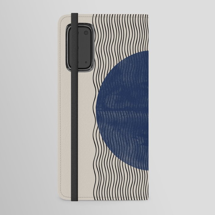 Woodblock Paper Art Blue Android Wallet Case