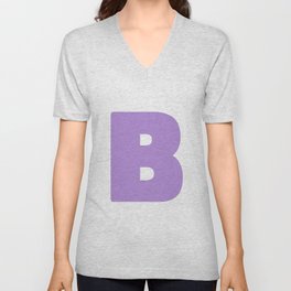 B (Lavender & White Letter) V Neck T Shirt