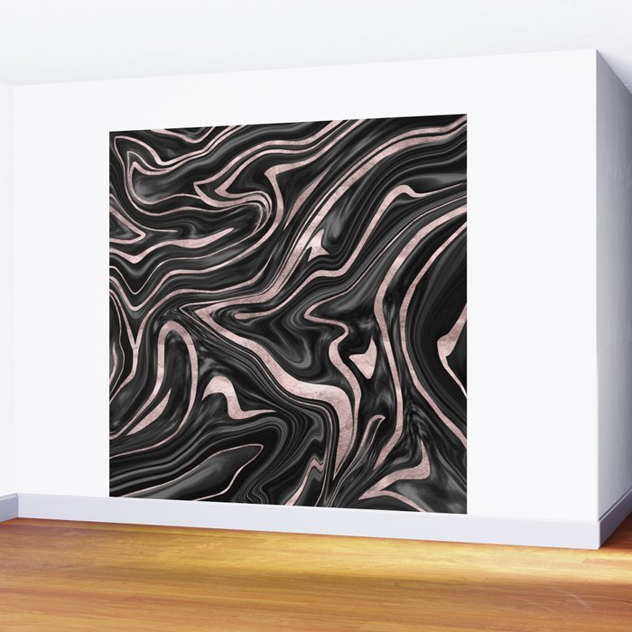 Black Gray White Rose Gold Marble 1 Decor Art Society6 Wall